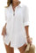 RITOSTA Women Beach Cover Up Button Down Shirt Beachwear Beach Dresses Long Sleeve Blouse Swimwear Bikini Swimsuit Cover Up Casual Shirt Dresses with Pocket (White,L)