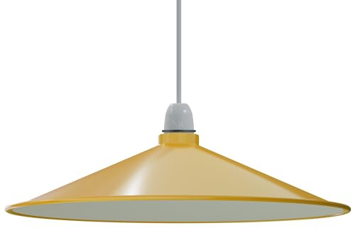 Retro Style Metal Easy Fit Ceiling Pendant Light Disc Shape Lamp Shade (Yellow - 1 Pack)