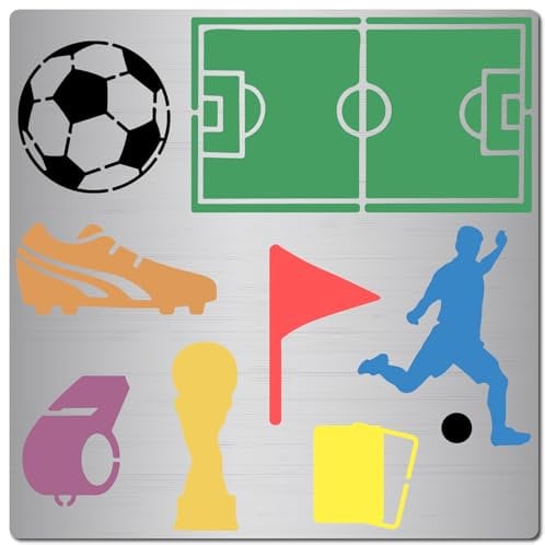 GORGECRAFT Fußball-Schablone Sport Fußballplatz Feld Schuhzeichnung Edelstahl-Schablonen 16 cm Metall-Fußball-Vorlage Zum Malen Auf Holz Brennholz Boden Wand Und Stoff Gravur Brandmalerei