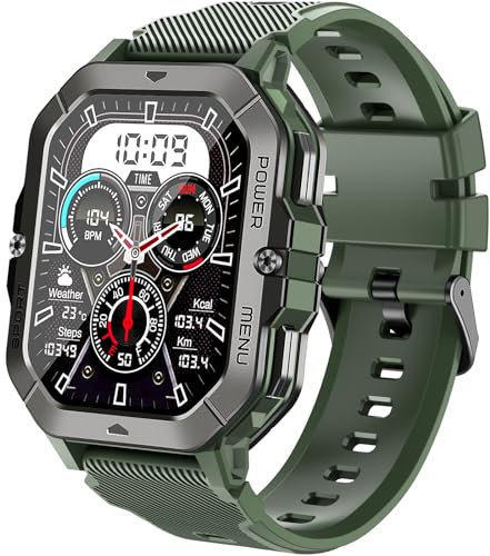 Bambooinn C28 Smartwatch Hombre,2.02 HD Reloj Inteligente Hombre,410mAh,5ATM Reloj Sumergible Hombre con El Ritmo Cardíaco Eel Sueño Monitor Podómetro,100+ Modos Deportes, para Android iOS