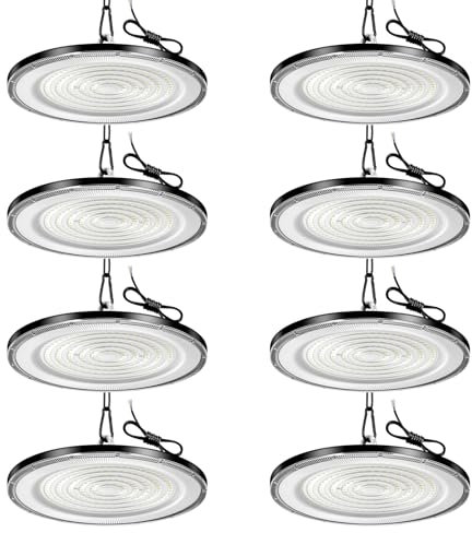 Viugreum 8 Pack 300W LED Hallenstrahler UFO LED Werkstatt Deckenleuchte Werkstattleuchte Hallenbeleuchtung Werkstattbeleuchtung Kaltweiß 6500K Abstrahlwinkel 120°