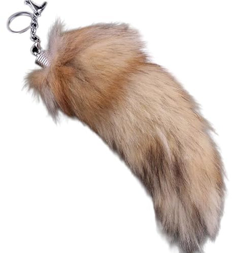 HDKEAN Schlüsselanhänger mit Fuchsschwanz, Kunstfell, Fuchsschwanz, Schlüsselanhänger, weich, pelzig, Taschenanhänger, Schlüsselanhänger, Handtaschen-Anhänger, Zubehör, Kunstfell, Fuchs, Schwanz,