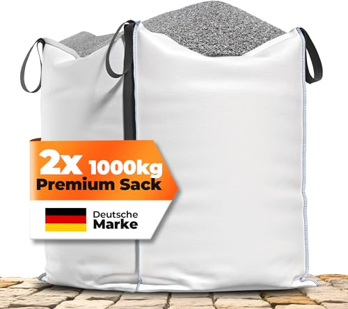 NTG Big Bag 90x90x90 cm 2 Stück mit 4 Schlaufen - Tragfähigkeit 1000 kg | Wasserfest und UV geschützt - Abfallsack Lagersack - Gartenabfallsack Laubsack - für Bauschutt Gartenabfälle Werkstatt