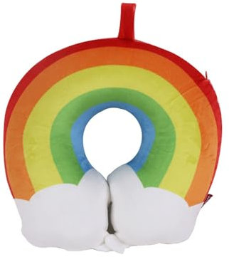 TROYSINC Reisekissen Kinder Nackenkissen Regenbogen U-Geformte Nackenstützkissen, Niedliche Regenbogen Kopfstütze Reise Schlafkissen (Rot)