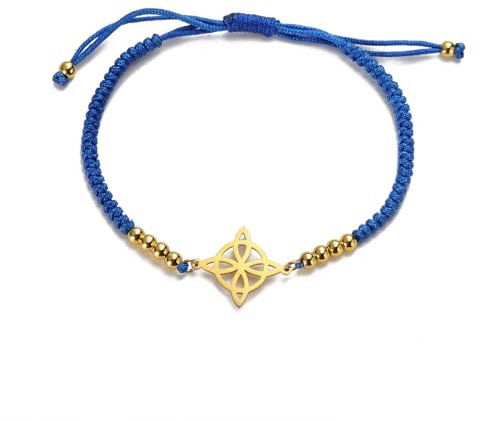 EUEAVAN Hexen-Knoten-Armband Irisches Dreifaltigkeits-Armband mit keltischem Knoten Handgeflochtenes Rope Lucky Red String Armband Verstellbare Perlen Paar Triquetra Wiccan Amulett Schmuck (blau)