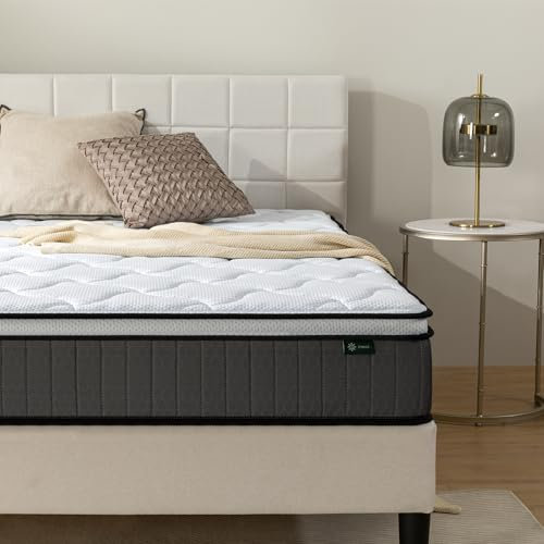 Zinus Memory Foam Pocket Sprung Double Mattress 4FT6 | 135x190cm | 25cm Height | Medium Firm | Hypoallergenic & Breathable Soft Fabric | Pressure Relief | Luxury Mattress | 10 Year Support