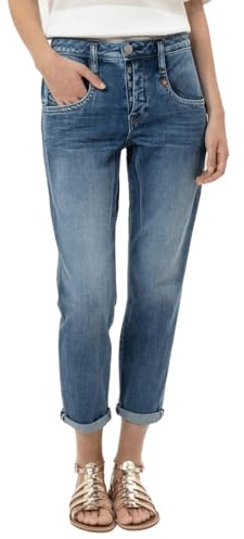 Herrlicher Damen Jeans Shyra 5318 D9648 Cropped Jogg Denim Boyfriend Jeanshose Hohe Leibhöhe (DE/NL/SE/PL, Numerisch, 30, Regular, Regular, Snake Blue 605)
