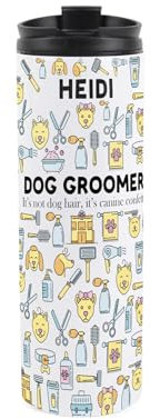 Custom Dog Groomer Travel Mug - Personalised Pet Groomer Gift - Reusable Stainless Steel Vacuum-Sealed Double-Walled Hot/Cold Drinks Flask 500ml (16 fl oz)