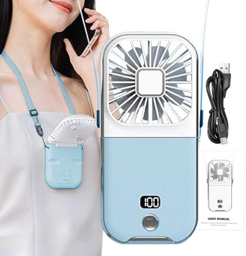 Generico Ventilatore pieghevole da viaggio, ventilatore ricaricabile - Ventilatore personale ricaricabile USB pieghevole | ventilatore manuale, ventilatore alimentato a batteria con display per