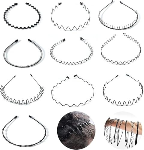 Serre Tête Cheveux Homme Femme + Élastique Cheveux Noir – 20 Pièces Accessoires Cheveux| Serre Tête Homme Invisible Ajustable, Chouchou Cheveux Fille Résistants pour Toutes Coiffures