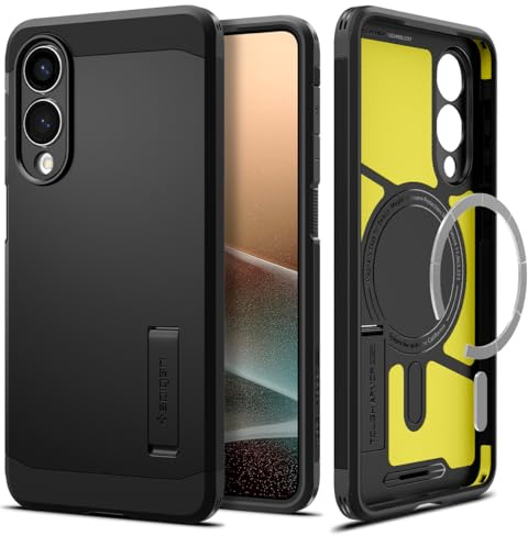 Spigen Tough Armor (AI) MagFit für Samsung Galaxy S25 Edge -Black | Kompatibel mit MagSafe, Integrierter Kickstand, Air Cushion Tech, Military-Grade Schutz, Spigen Original Serie