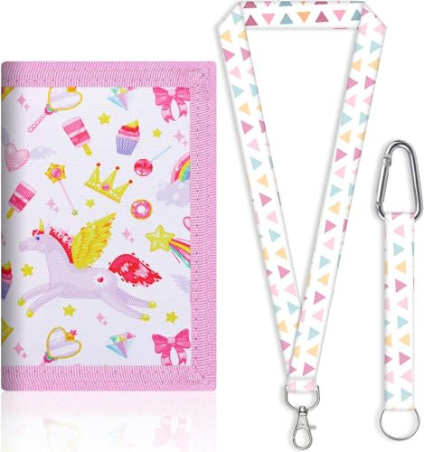 Nnicorns Brustbeutel Kinder-Mini Portmonee Kinder mit Schlüsselanhänger & Lanyard, Dreifach Gefaltete Geldbeutel Jungen für Schule, Reisen & Freizeit