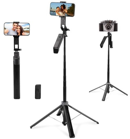 Longzhuo Bluetooth Selfie Stick Stativ 180cm,3-in-1 Aluminium Handyhalter mit Fernbedienung, 360° Drehbar&Verstellbar,Kompatibel mit iPhone/Samsung/Android,Actioncam,für Reisen/Vlogging/Fotografie
