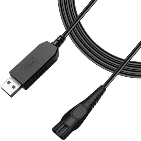 Amzpas 15V Caricatore Rasoio Elettrico per Philips HQ8505, 5000, 7000, 9000, MG7720, OneBlade Pro, BG5020, BG5020, Tagliacapelli HC3518, Regolabarba Uomo BT5509, QC5115/15 Regolacapelli Cavo (Nero)