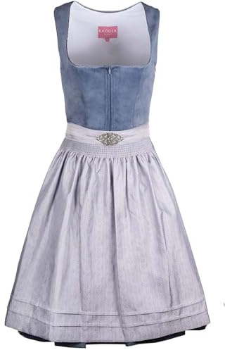 Krüger Dirndl Aurela 60cm Länge Knielang | Elegantes Samt-Dirndl mit Schlichter Dirndlschürze | Damen