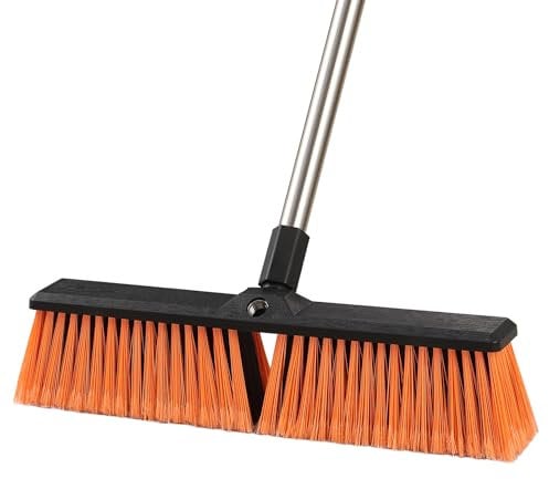 Mitclear 45cm Scopa da Giardino per Esterni con Manico Lungo(163cm), Scopa Garden da Esterno per Foglie e Ciottoli, con Due Tipi di Fibre, Spazzola con Setole Rigide per Giardino, Pavimenti e Vialetti