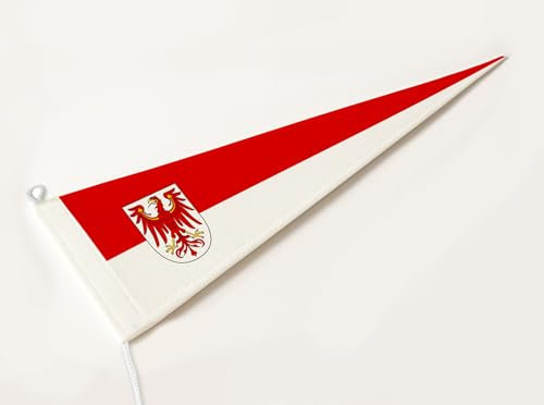 FLAGLY Premium Langwimpel Brandenburg 115g/m² Stoffgewicht, robustes und witterungsbeständiges Glanzpolyester - Wimpel Brandenburg, Fahnenmast Zubehör (150x40 cm)