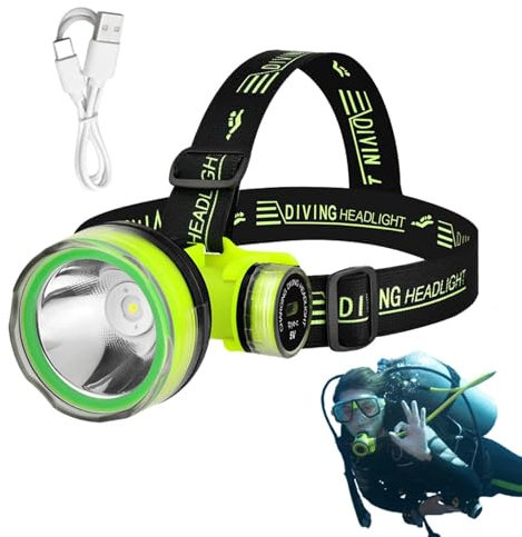 LED Projector | Waterproof LED Diving Flashlight | Duals Mode Rechargeable Head Light for Forehead Use, Underwater Lighting for Swimming, Camping, Hiking, Git