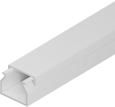 EDO Goulotte de Câble 20x10 mm Cache-Câble Blanc 2m - Goulotte PVC avec Couvercle à Clipser - Cache Câble Mural en Saillie - Goulotte Décorative TV, Bureau, Salon