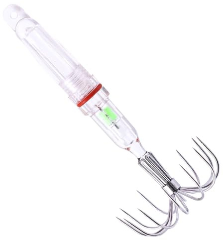 LED Tintenfisch Angelhaken, Tintenfisch-Jigs zum Angeln, Tintenfisch Köderlicht mit Haken, Leuchtende Angelköder für Süßwasser und Salzwasser