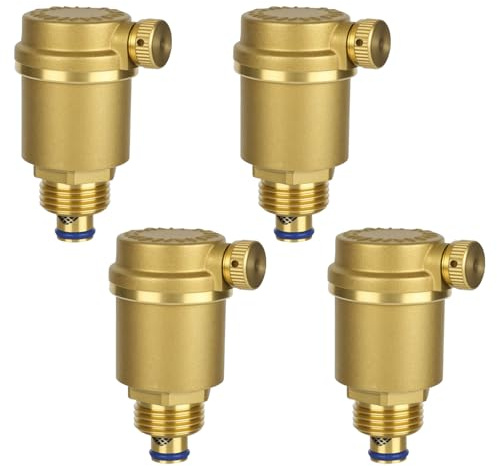 YYTECH 4 Stück Automatischer Schnellentlüfter, G1/2” Messing Automatische Entlüftungsventil, Schnellentlüfter 1/2 zoll, Heizkörper Ventil für Solarwarmwasserbereiter Druckentlastung