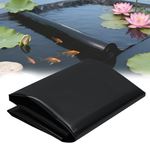 Teichfolie, 3x6m Teichwanne Stärke 0.5mm, Schwarz HDPE Teichfolien Schwerlast, Dichtungsfolie Teichmembran Schwimmteich Folie für Fischteiche/Brunnen/Wassergarten/Wasserfall/ Gartenteich/Teichbecken