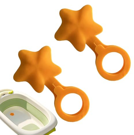 Juego de 2 Tapones de Silicona para bañera, se a la mayoría de bañeras de bebé, tapón de Drenaje de bañera de 1.18 x 1.18 Pulgadas, Forma de Estrella, Tapones fijos universales de una Sola