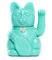 Gato de la Suerte chino - Lucky Cat - Maneki Neko. AGUAMARINA, L (12x9x18cm)