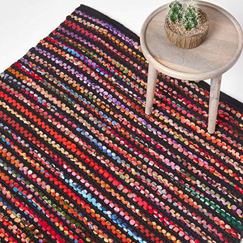 Homescapes Flickenteppich Folk 160x230 cm, bunt gestreift und handgewebt im Chindi-Stil, Flachgewebe aus Recycling-Material, jeder Teppich EIN Unikat
