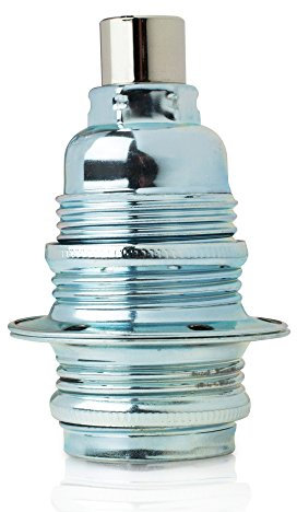 Fassung für Lampe E14, Metall Lampenfassung mit Außengewinde und Schraubringen, verzinkt mit Zugentlastung in Nickel-Finish