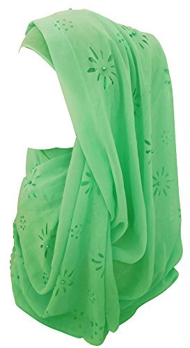 Lina & Lily Chiffon Hijab Kopftuch Schal mit Blumen und Perlen für muslimische Frauen (Türkis)