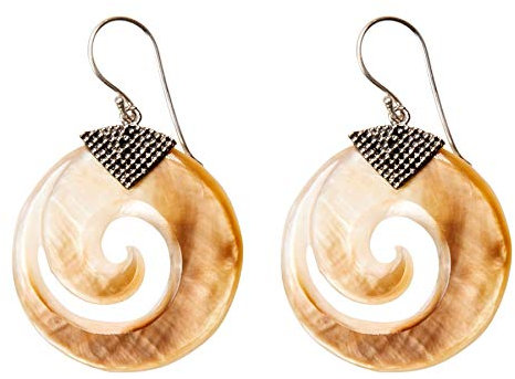 81stgeneration Frauen 925 Sterling Silber Perlmutt Maori Koru Stammes Ohrhänger Ohrringe