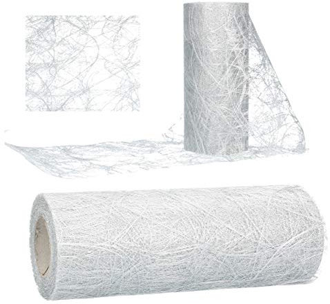AmaCasa Tischläufer Sizoweb 20cm/25m Tischband Hochzeit Kommunion (Silber)
