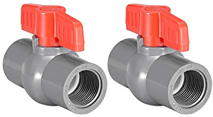 sourcing map 2Stk PVC Kugelhahn Wasserrohr Gewindeende G3/4 Innendurchmesser Rot Grau