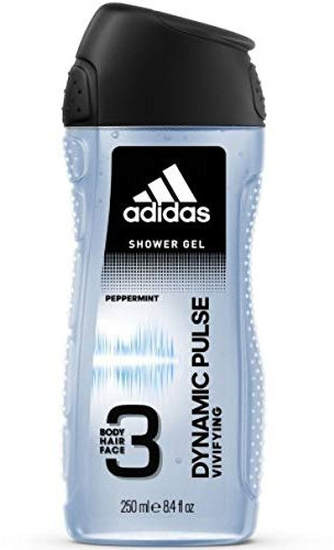 Adidas Men's Shower Gel Dynamic Pulse 3 in 1 Body Hair Face 250 ml Pack of 3