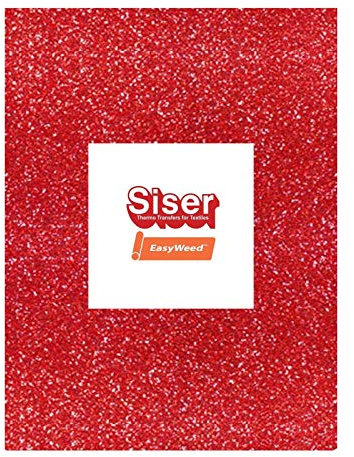 Diamante Crafts A4 Vinyl Sheets - Siser Easyweed - HTV Iron On Heat - Red Glitter - Choose Quantity (1 x Red Glitter - A4 Sheet HTV)