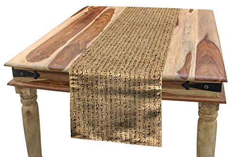 ABAKUHAUS ägyptisch Tischläufer, Ancinet Hieroglyphs, Esszimmer Küche Rechteckiger Dekorativer Tischläufer, 40 x 225 cm, Sandbraun Schwarz