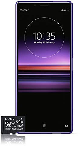 Sony Xperia 1 SIM Free Unlocked UK Smartphone, 6.5inch 4K HDR OLED Screen, 128GB Memory, 6GB RAM, Android 9.0 - Supplied with 64 GB Memory Card – Purple