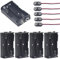 Yosawo 5-Pieces 2 x 1.5V(3V) AA Battery Holder Case,Black Plastic DIY Battery Storage Box with Standard Snap Connector (AAK2)