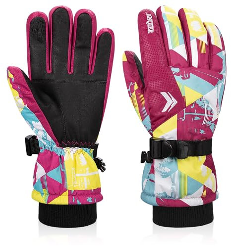 coskefy Handschuhe Kinder Winter Skihandschuhe Junge Mädchen Wasserdicht Fleece Fahrradhandschuhe Kinder Sport Winddicht 3-15 Jahre Laufhandschuhe für Klttern Snowboard Skifahren Radfahren Wandern