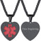 FaithHeart schwarz Kette aus Edelstahl SOS Notfall Medical Alert ID Kette mit Gravur für Sie und Ihre Familien