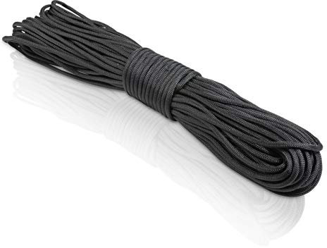 CoverUp! Paracord 550 – 31 m, 7-Strang Nylon-Seil, 4 mm, 249 kg Bruchlast – Outdoor Survival & Camping Schnur – robust, elastisch (Farbe: schwarz)