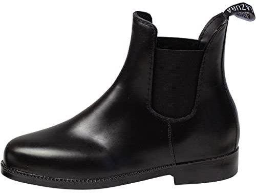 Lazura - Jodhpur Reitstiefelette Basic | Herren & Damen Stiefeletten | mit Elastikeinsatz & Pull-On | schwarze Chelsea Boots aus Kunstleder | Reitschuhe in Größe 44