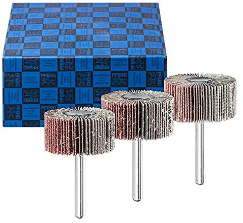 PFERD Fächerschleifer-Set F, 3-tlg. | Korund Ø40x20mm Schaft-ø 6mm A60, 80, 120 | 44498003 – für Feinschliff & Finish