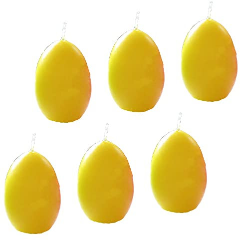AUSWAHL Farbe + Menge - Eikerzen Dekoeier Kerze Osterei Eierkerzen farbig sortiert 4,5 x 6,5 cm - hier: 6 Stück [gelb]