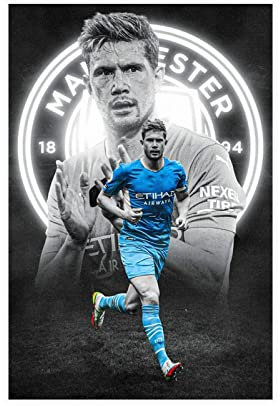 ZHONGZ Kevin De Bruyne Sports Star Art Poster 9 Leinwand Poster Schlafzimmer Dekor Sport Landschaft Büro Zimmer Dekor Geschenk Rahmen:30 x 45 cm