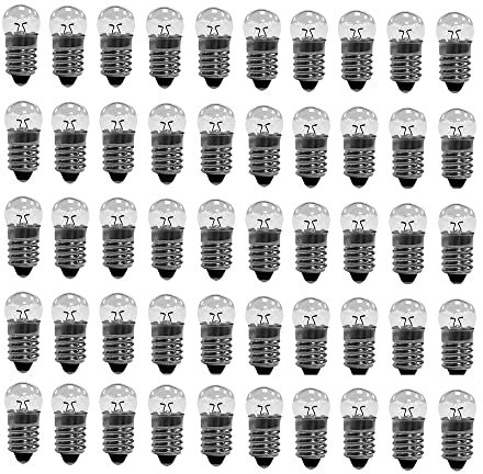Kugellampe E10 2,5V 0,3 A Glühlampe Glühbirne Miniatur Schraubfuß Warmweiß 2,5 V DC (50)