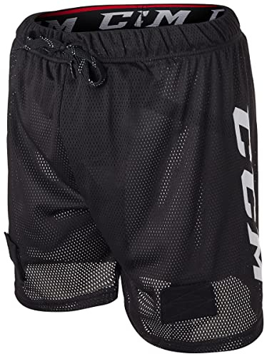 CCM Men's Loose Fit Hockey Mesh Jock Shorts with Sock Tabs Size Senior (Senior Large) Black