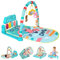 AOMIG Piano-Gym Spieldecke, Krabbeldecke mit Musik und Lichtern, Spielmatte mit Spielbogen abnehmbarem Babyspielzeug, Bauchzeit Activity Decke für Kleinkinder ab der Geburt – Lake Green Dinosaur