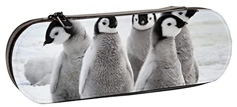 Federmäppchen, Cartoon-Motiv, niedlicher Schaukel, tanzender Pinguin, Leder, Federmäppchen, große Kapazität, Federmäppchen, Kosmetiktasche